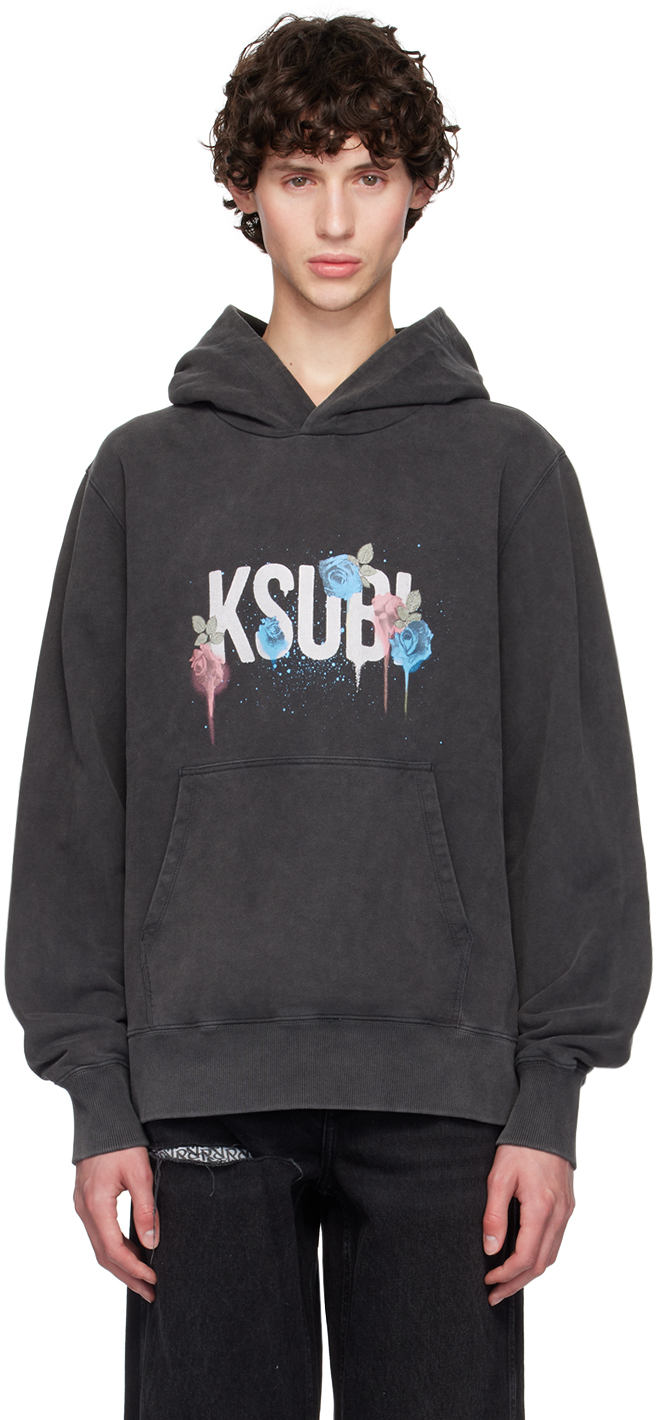 Shop Ksubi Gray Graff Rose Kash Hoodie In Grey