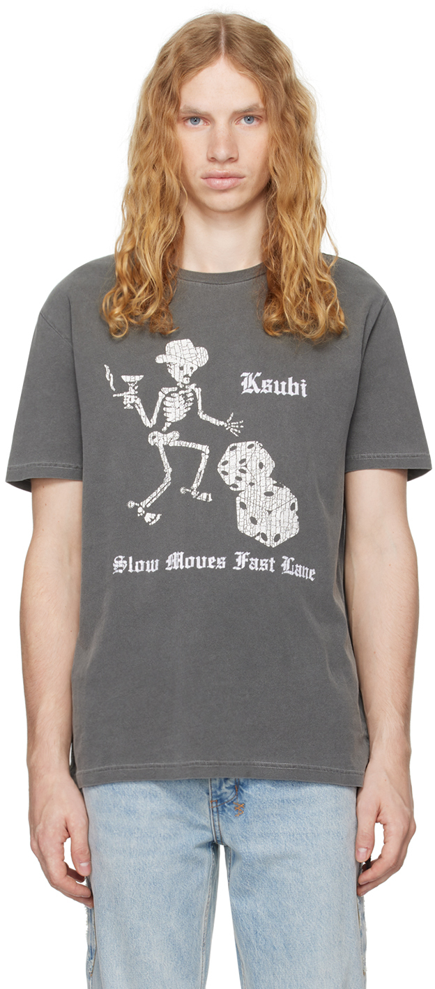 Shop Ksubi Gray Fast Moves Kash T-shirt In Black