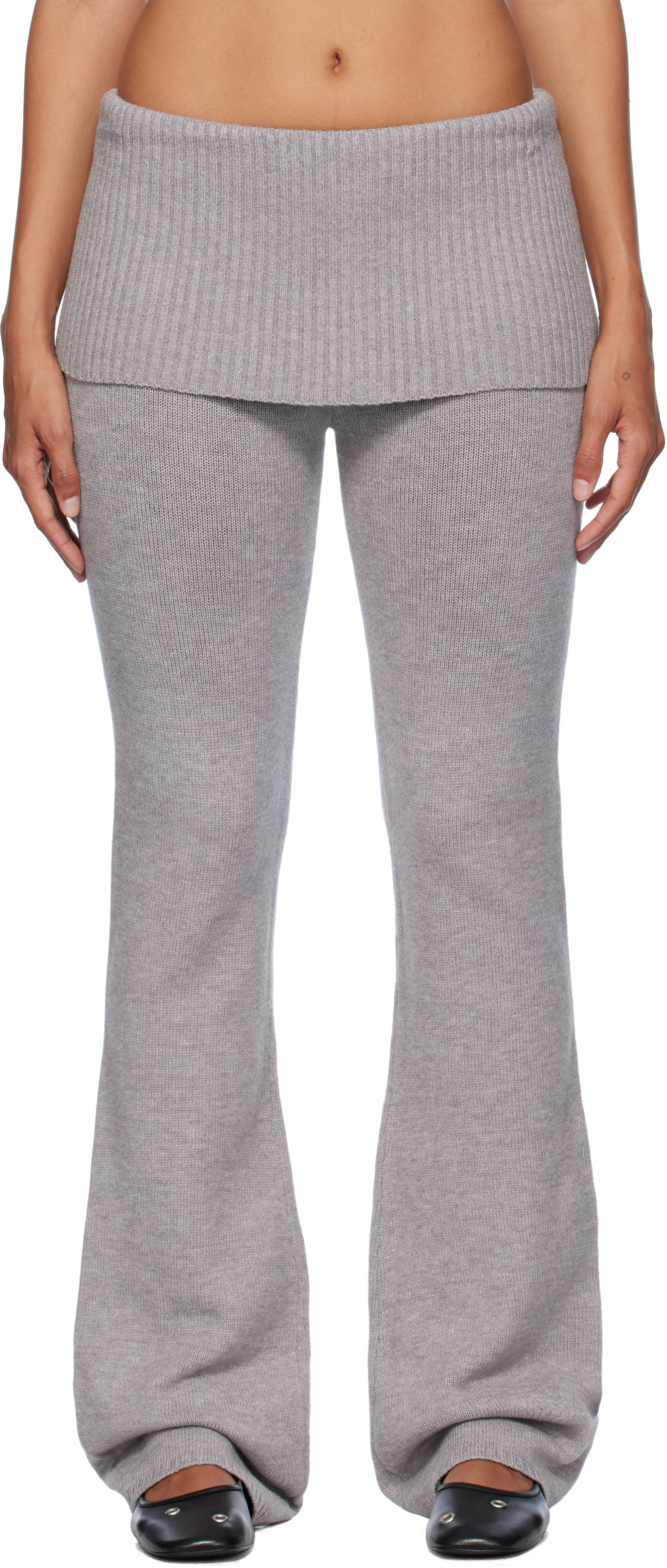 Frankies Bikinis Gray Aimee Knit Lounge Pants In Rain Cloud