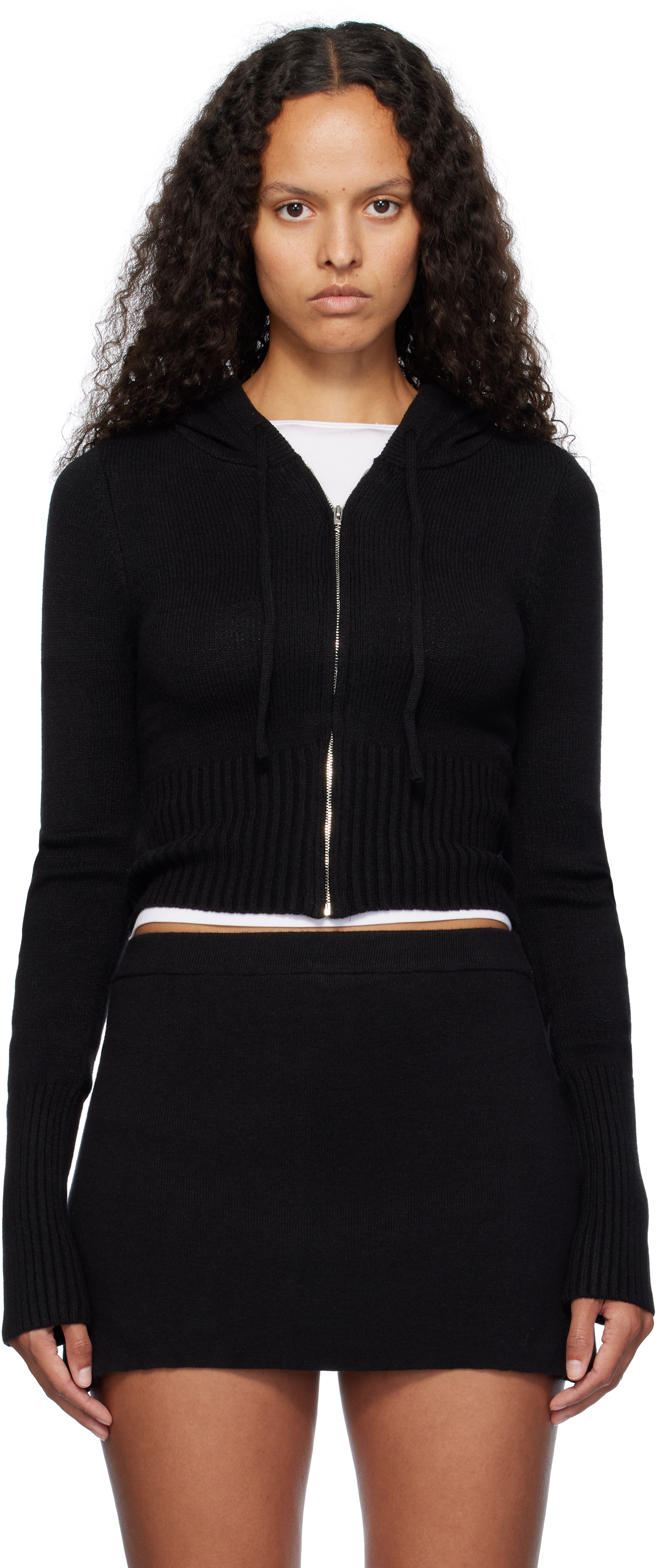 Frankies Bikinis Black Aimee Zip Up Hoodie