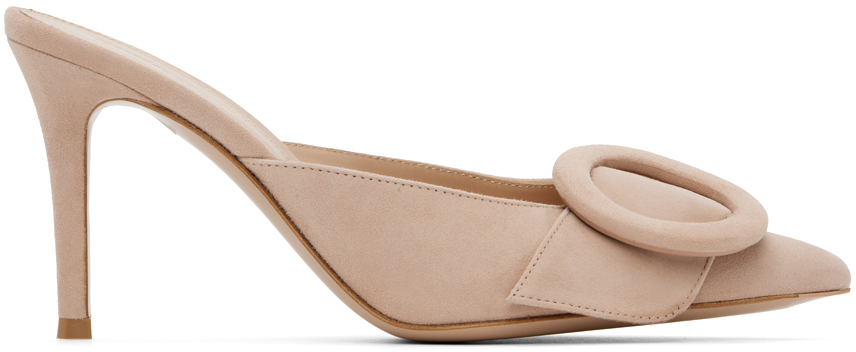 【関税込み】Gianvito Rossi ピンク Portofino 85 ミュール GIANVITO ROSSI Portofino 85 suede sandals | NET-A-PORTER