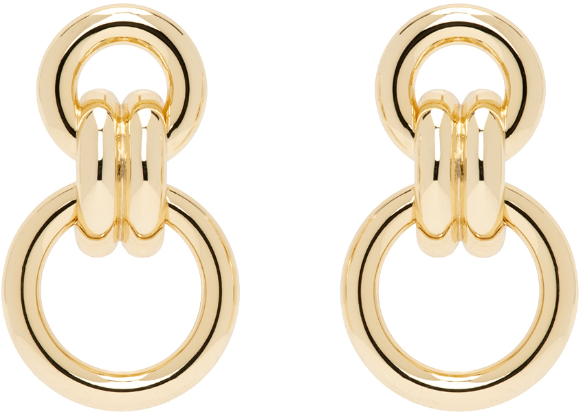 Gold Round Link Drop Earrings