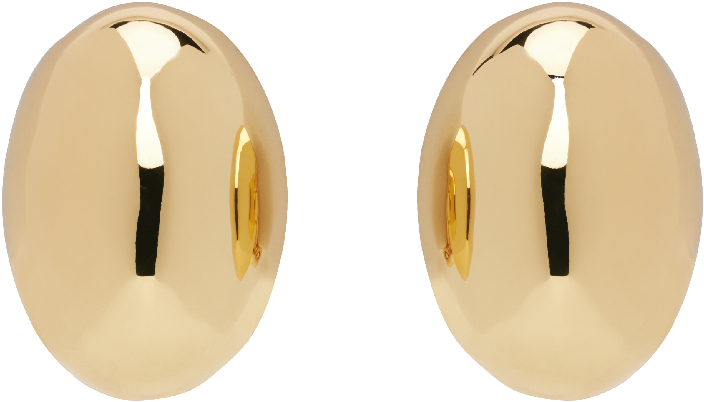 Gold Large Oval Dome Earrings