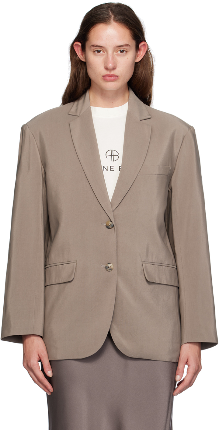 Shop Anine Bing Taupe Quinn Blazer