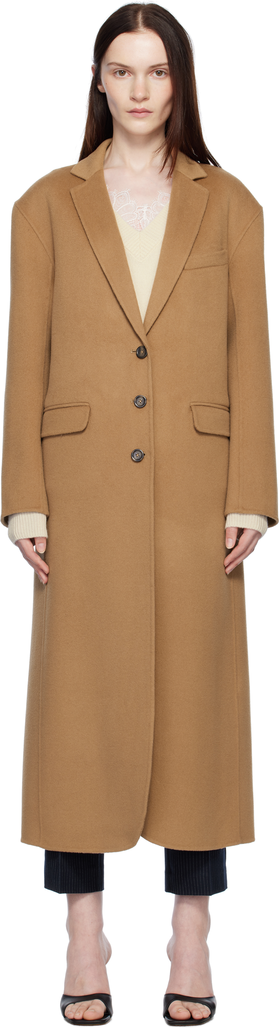 Tan Quinn Coat by ANINE BING on Sale