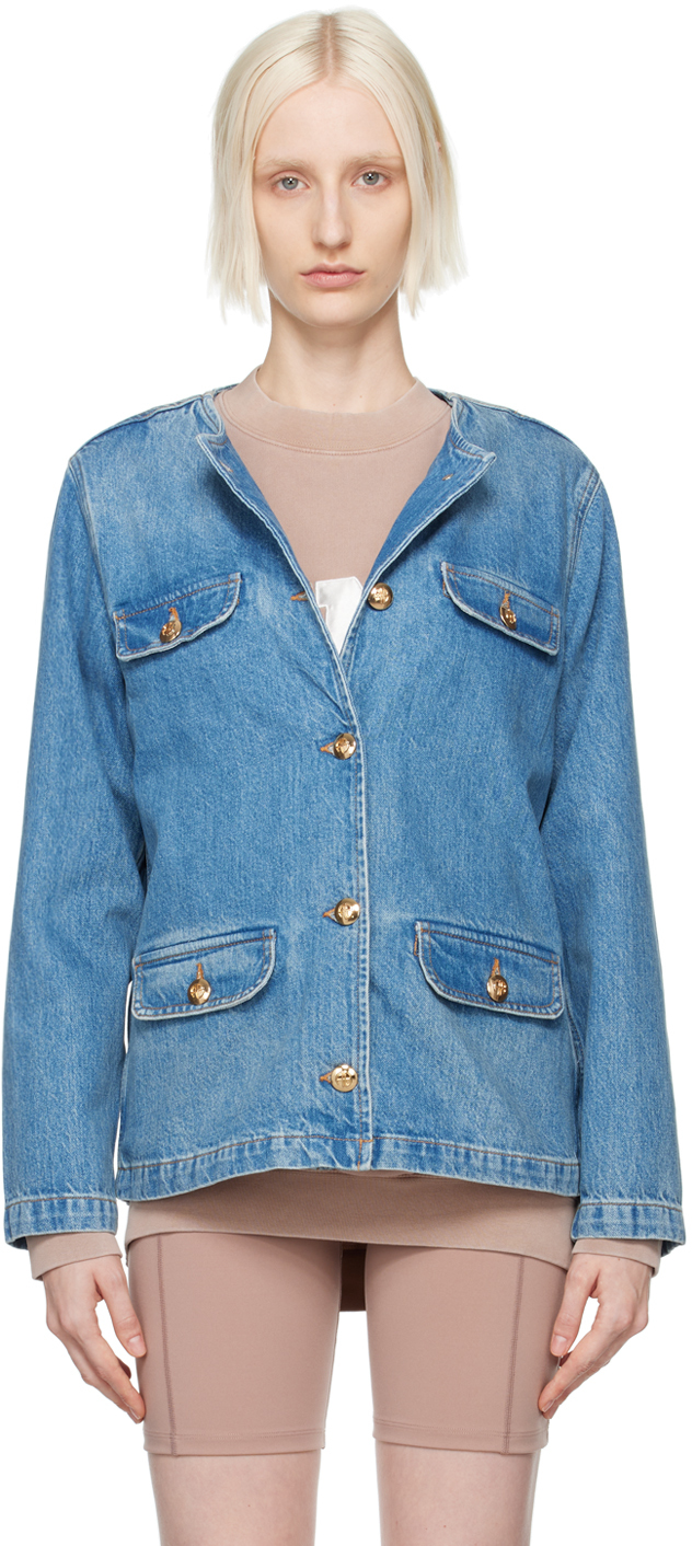 Shop Anine Bing Blue Janet Denim Jacket In Washed Blue