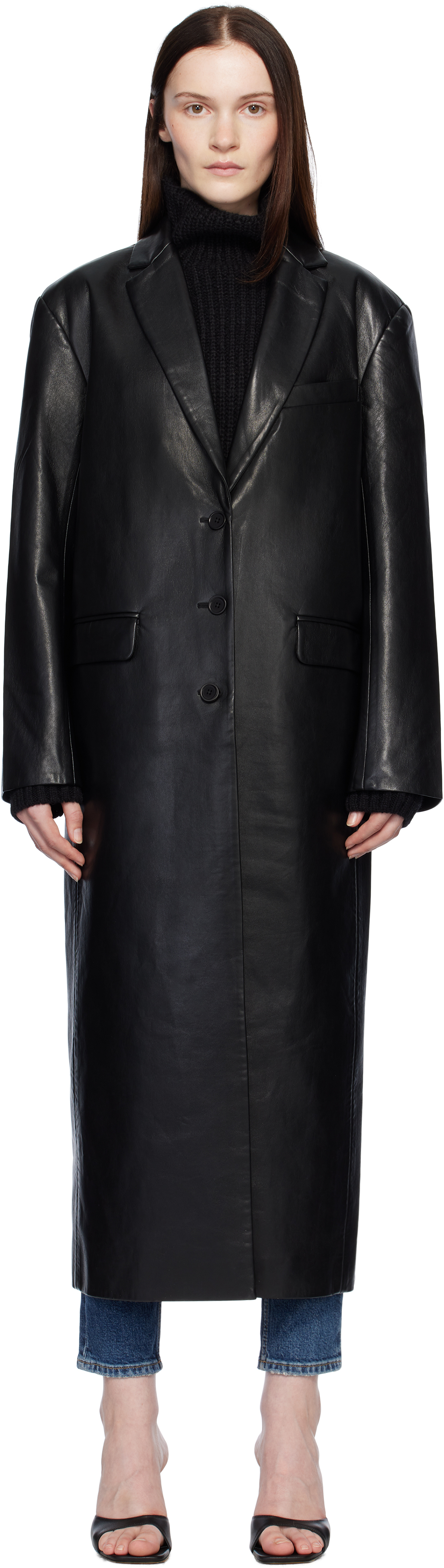 Black Quinn Leather Coat