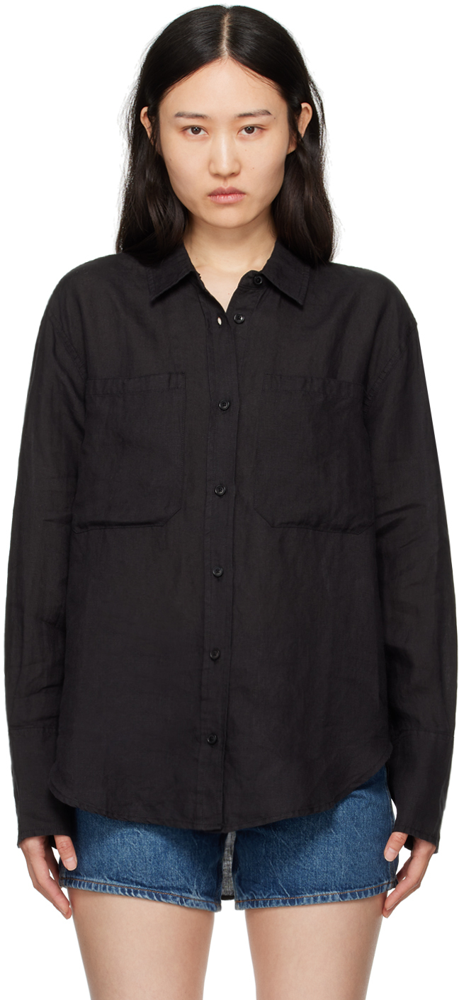 ANINE BING: Black Dante shirt | SSENSE