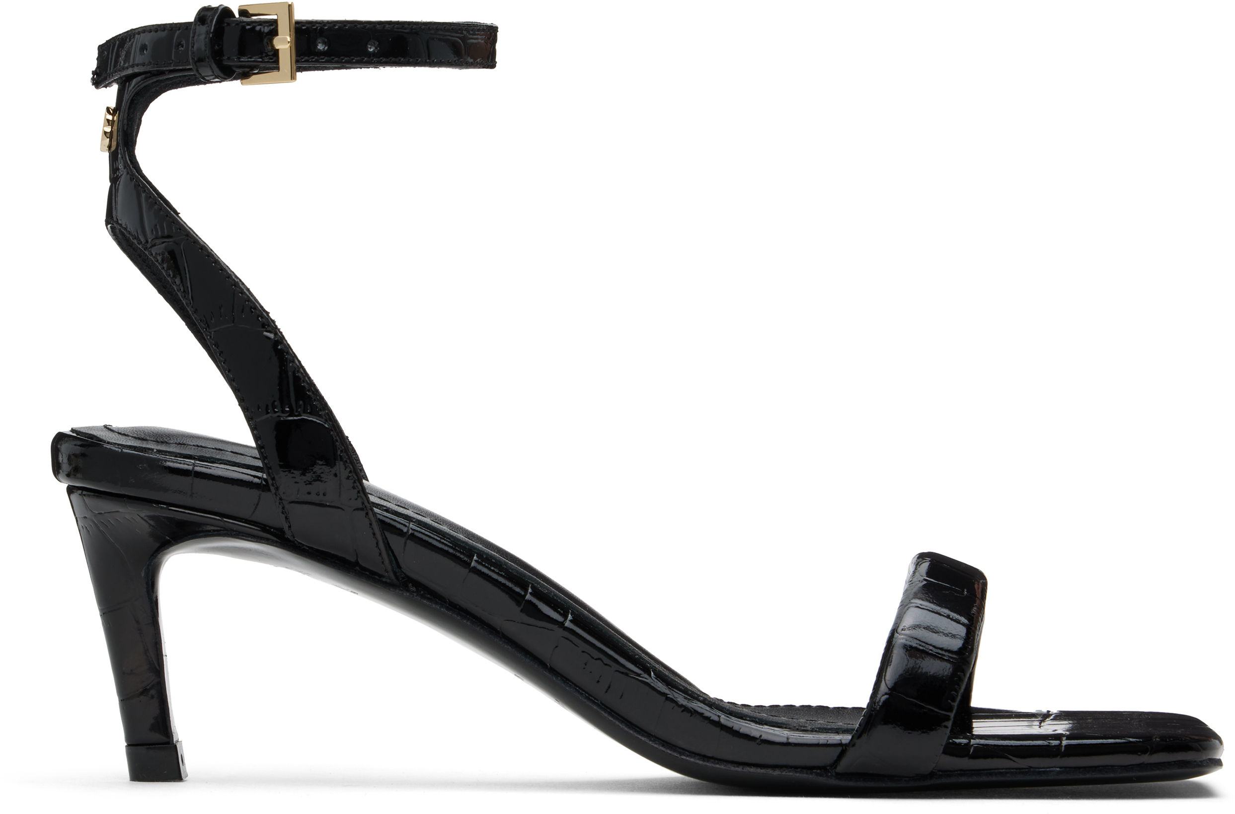 Sandales à petit talon Cora noires ANINE BING en solde