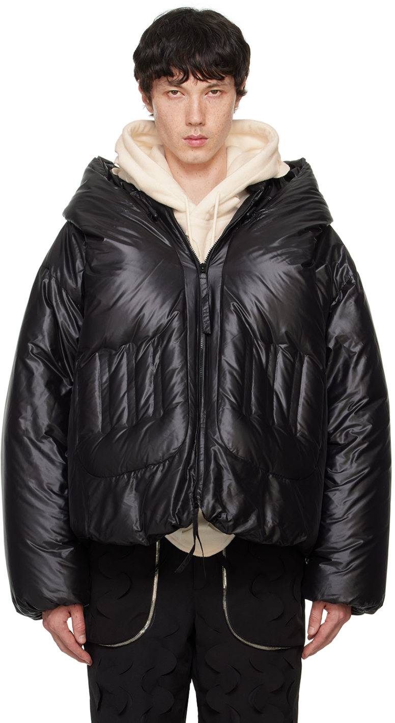 Black Quilted Spiral Down Jacket