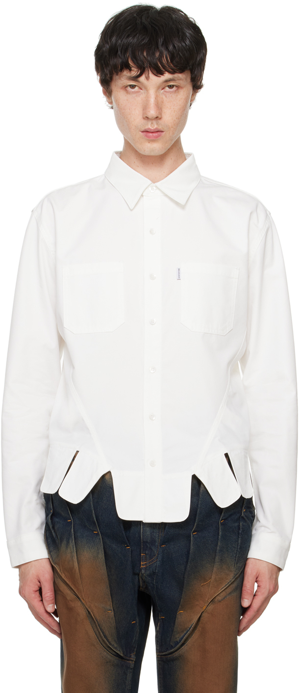 White Square Petal Corset Shirt by Juntae Kim on Sale
