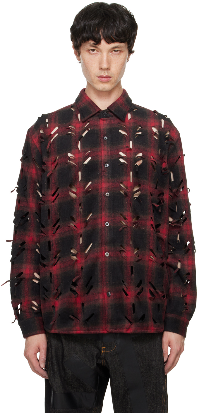 Red Laser-Slashed Shirt