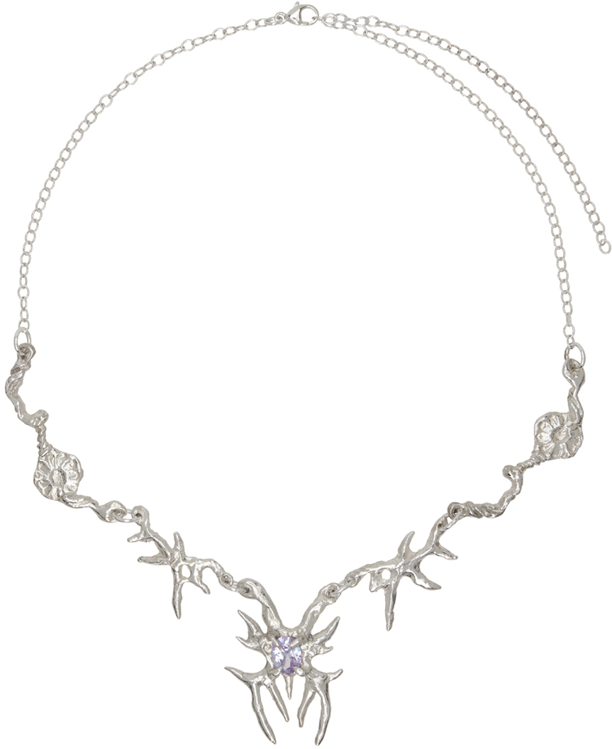 Shop Harlot Hands Ssense限定 シルバー Elain Butterfly ネックレス In Silver