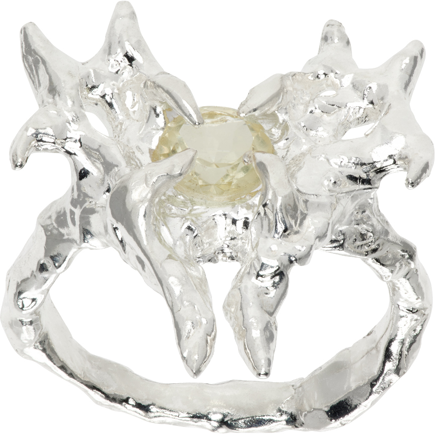 HARLOT HANDS SSENSE EXCLUSIVE SILVER DESIRE BUTTERFLY RING 