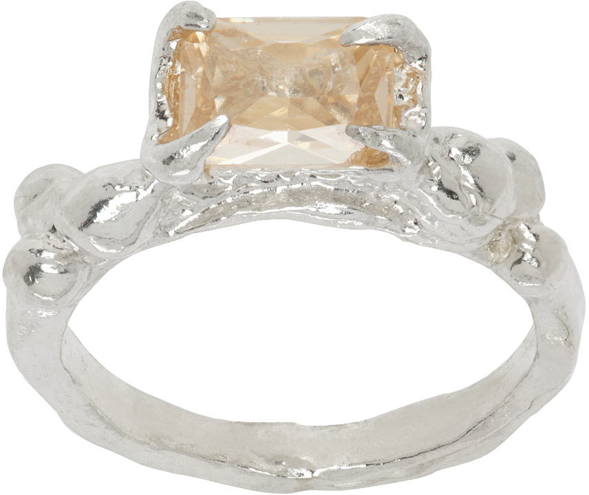 Shop Harlot Hands Ssense Exclusive Silver Respair Ring In Peach