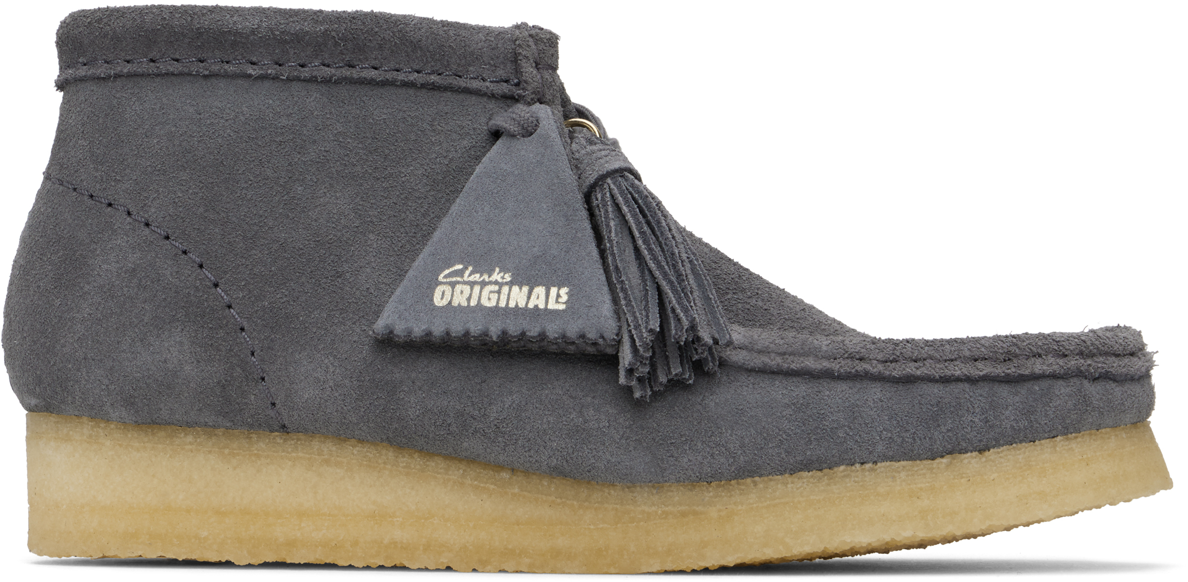 Shop Clarks Originals Gray Wallabee Boots In Grey/blue Suede