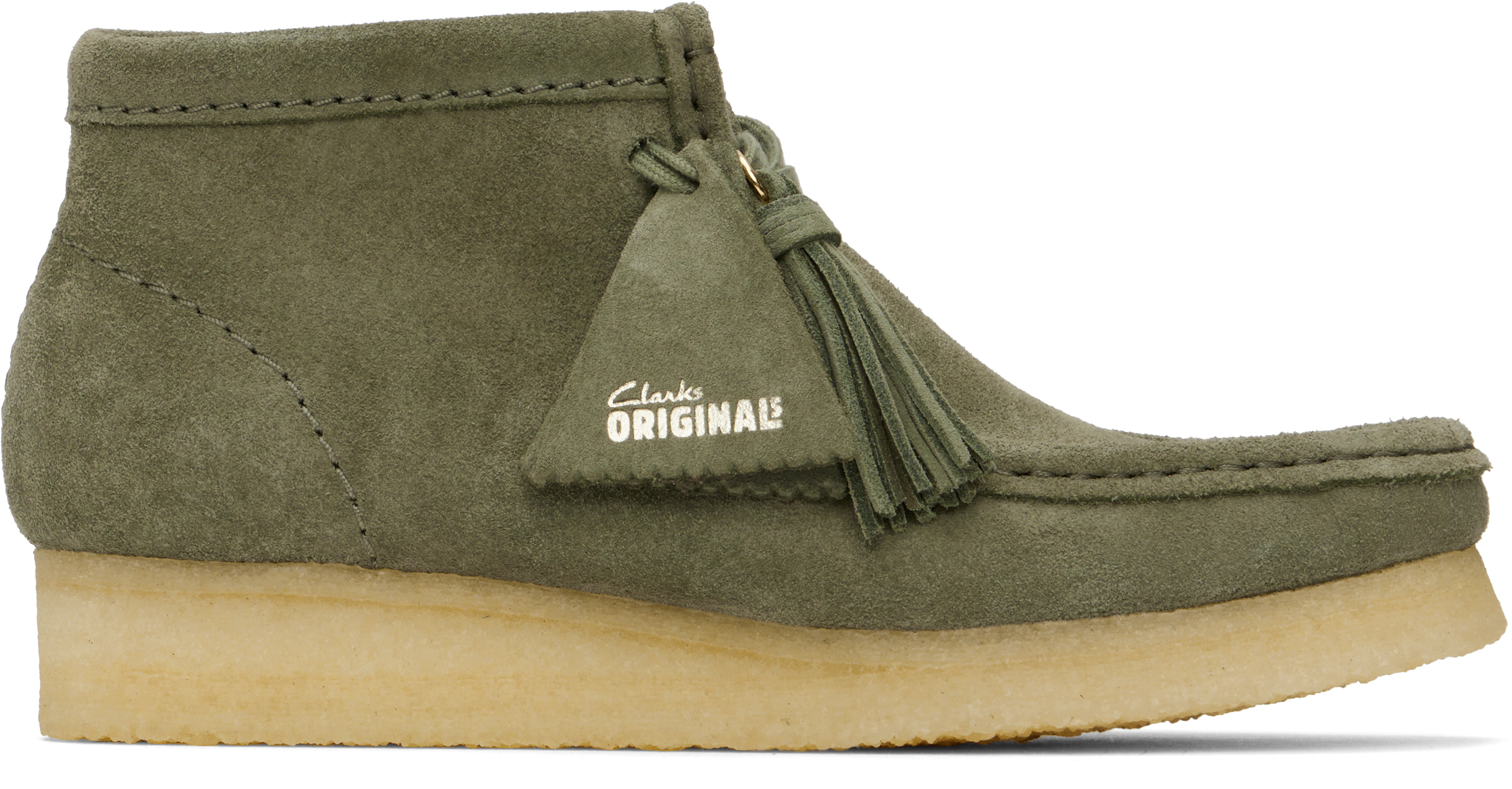 Shop Clarks Originals Green Wallabee Boots In Khaki/green Sde