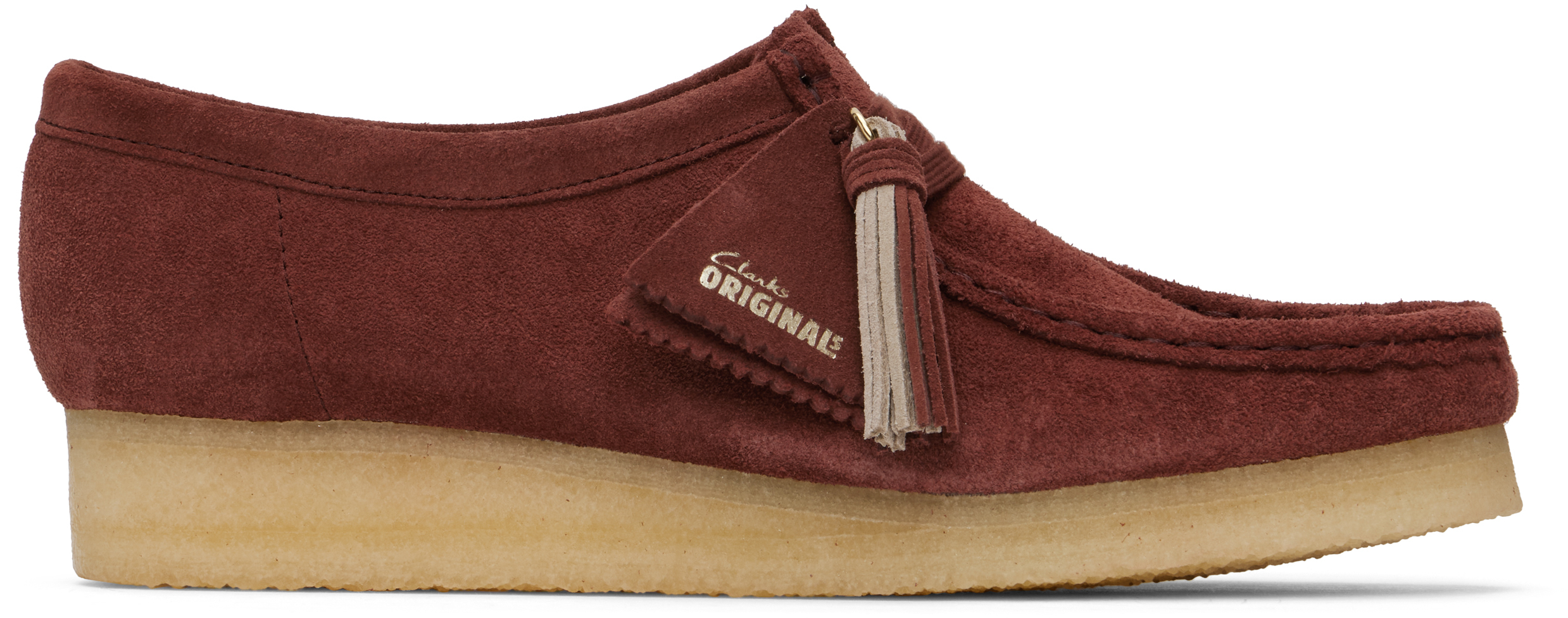 Shop Clarks Originals Burgundy Wallabee Derbys In Deep Red Sde