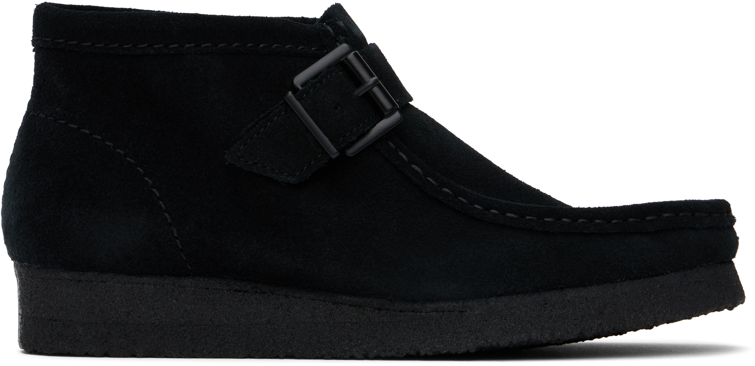 Shop Clarks Originals Black Wallabee Buckle Boots In Black Sde