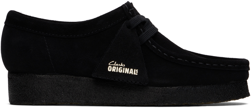 Shop Clarks Originals Black Wallabee Derbys In Black Suede