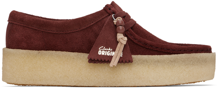 Shop Clarks Originals Red Wallabee Cup Derbys In Deep Red Sde