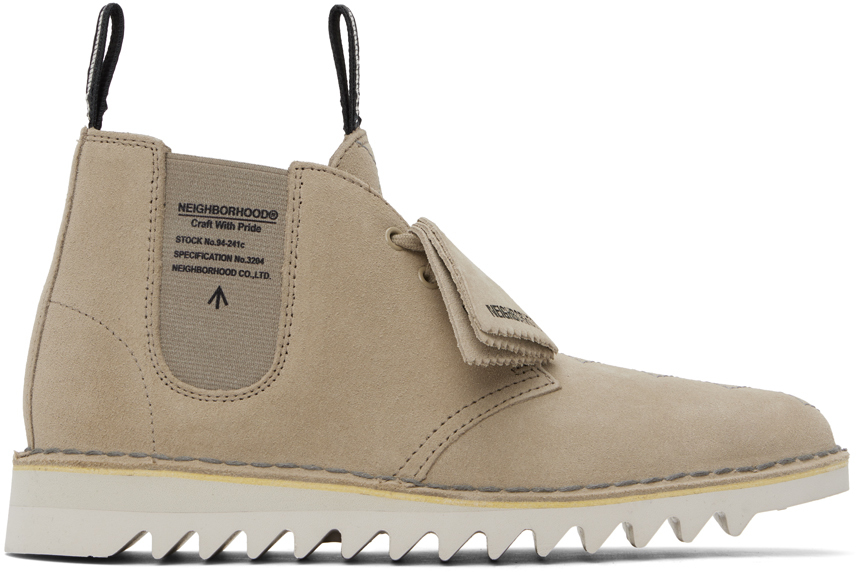 Shop Clarks Originals Taupe Neighborhood Edition Suede Desert Boots In Beige