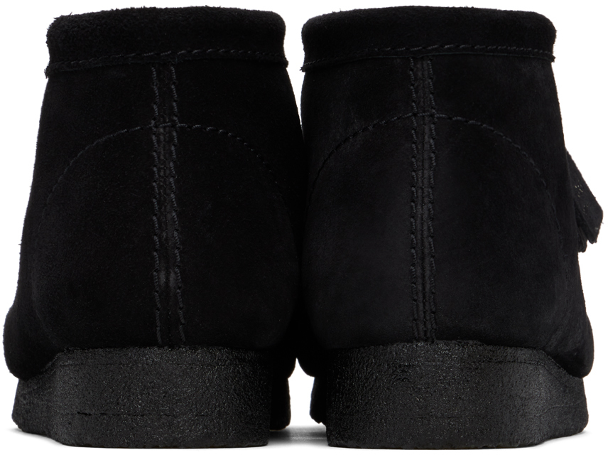 Shop Clarks Originals Black Wallabee Boots In Black Suede