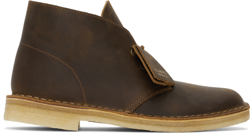 Brown Waxed Leather Desert Boots