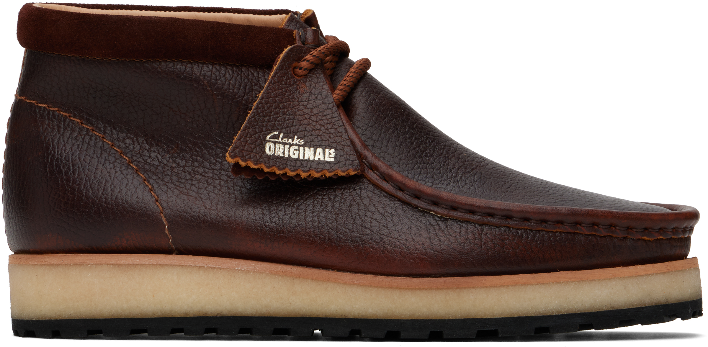 Shop Clarks Originals Tan Wallabee Scout Desert Boots In Dark Tan Lea