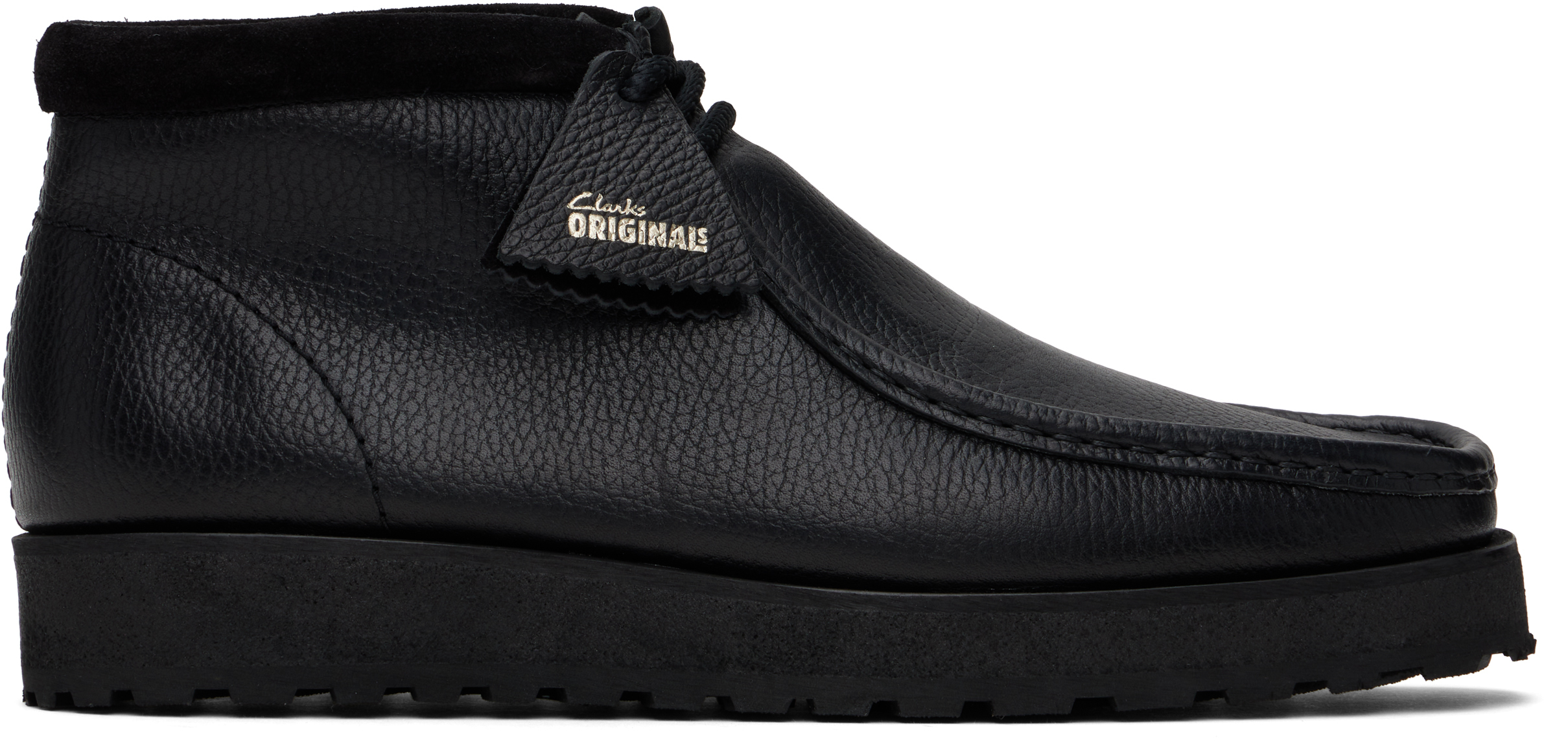 Shop Clarks Originals Black Wallabee Scout Desert Boots In Black Leather