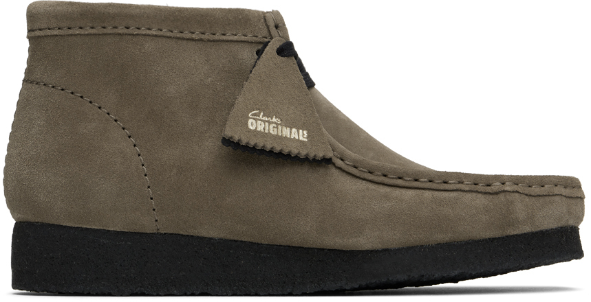 Shop Clarks Originals Gray Wallabee Boots In Dark Grey Sde