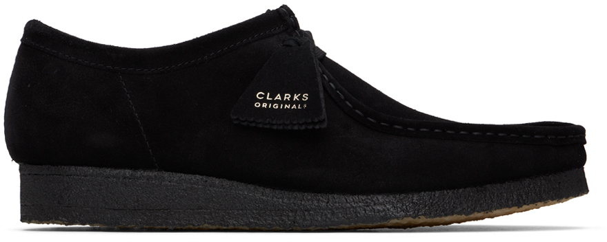 Shop Clarks Originals Black Wallabee Derbys In Black Suede