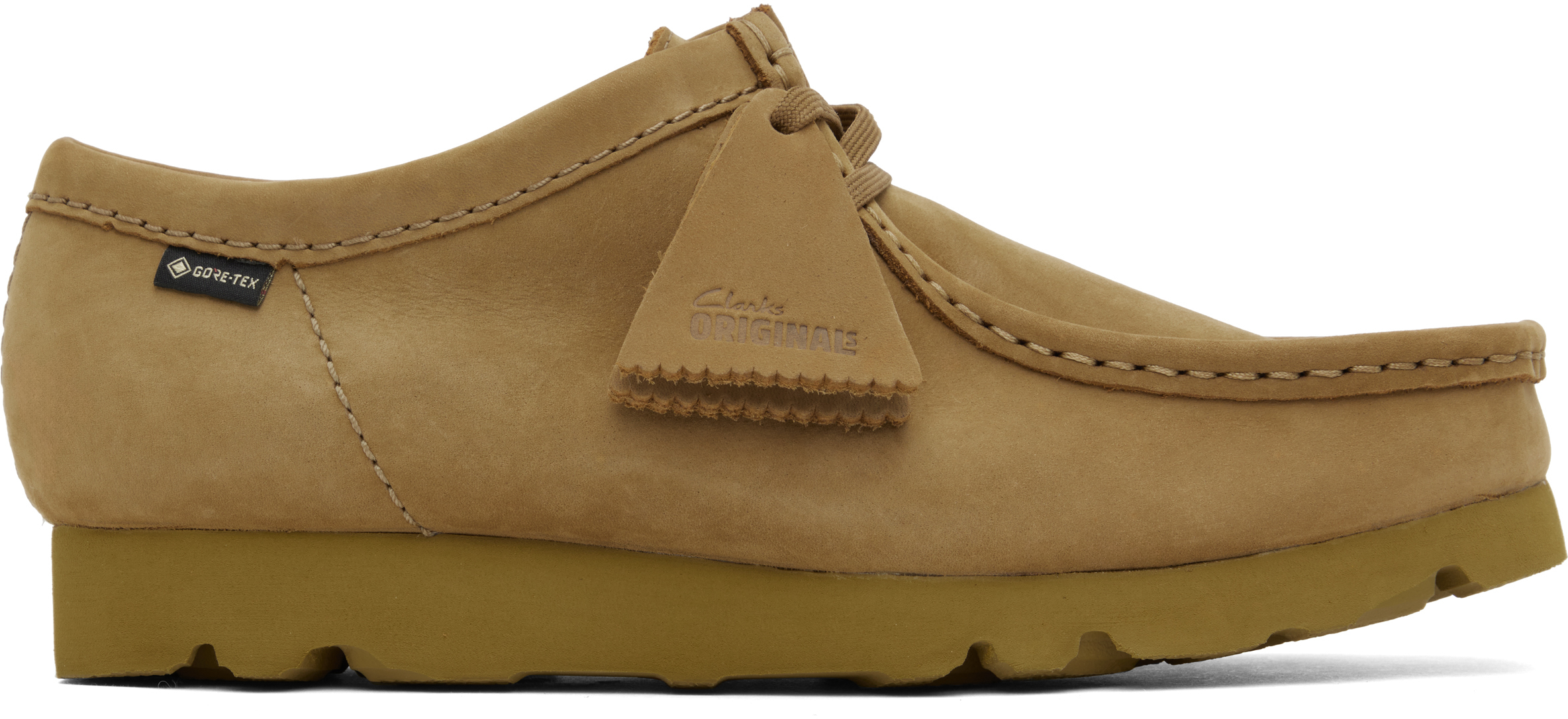 Shop Clarks Originals Khaki Wallabeegtx Derbys In Oakmoss Nubuck