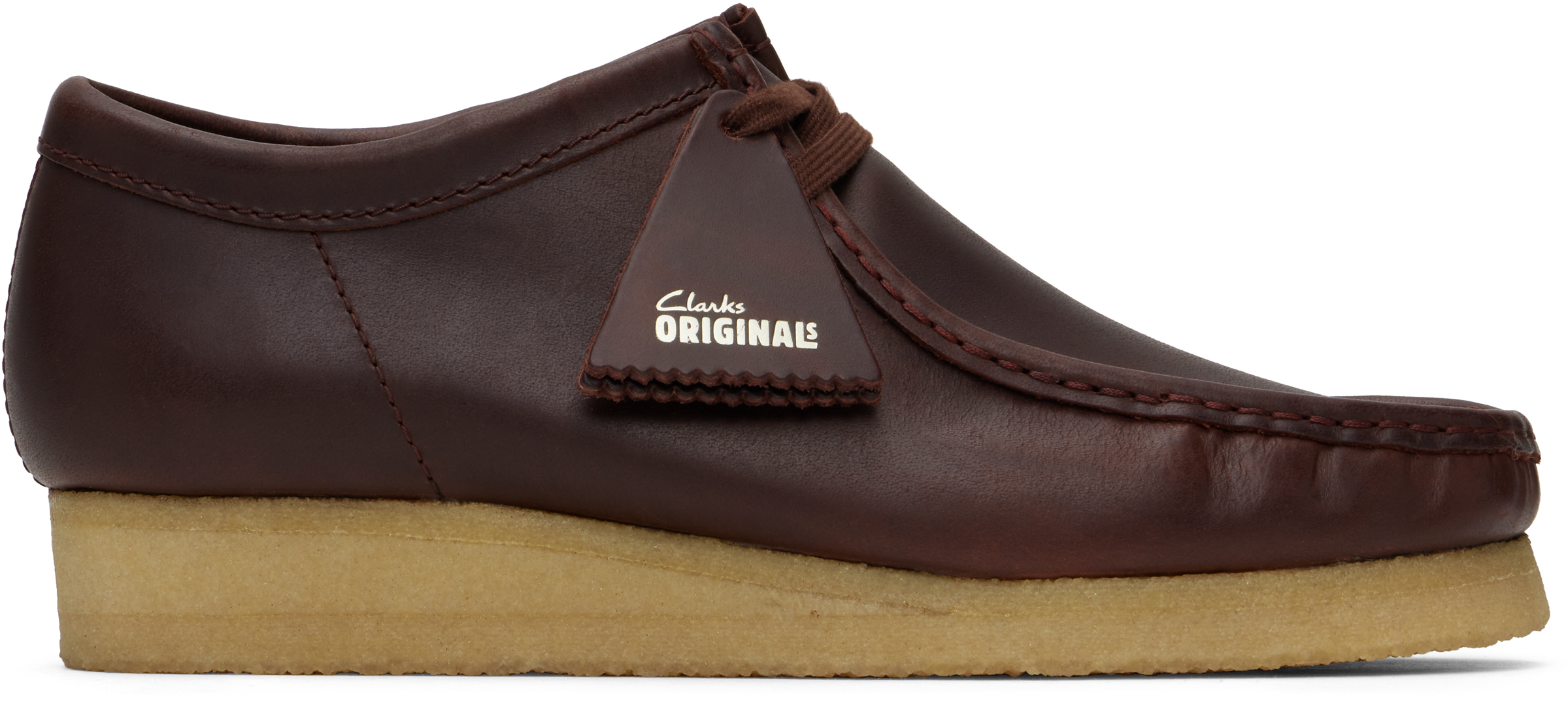 Shop Clarks Originals Burgundy Wallabee Derbys In Deep Red Leather