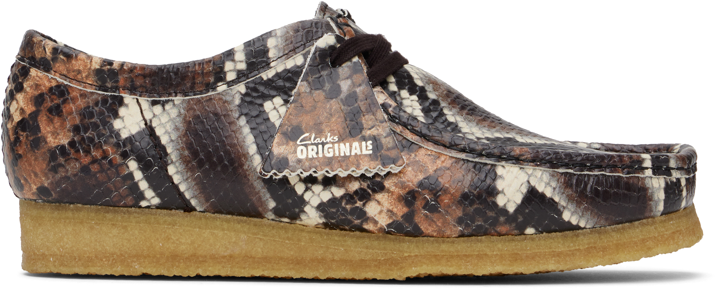 Shop Clarks Originals Brown Wallabee Derbys In Brownsnake Print