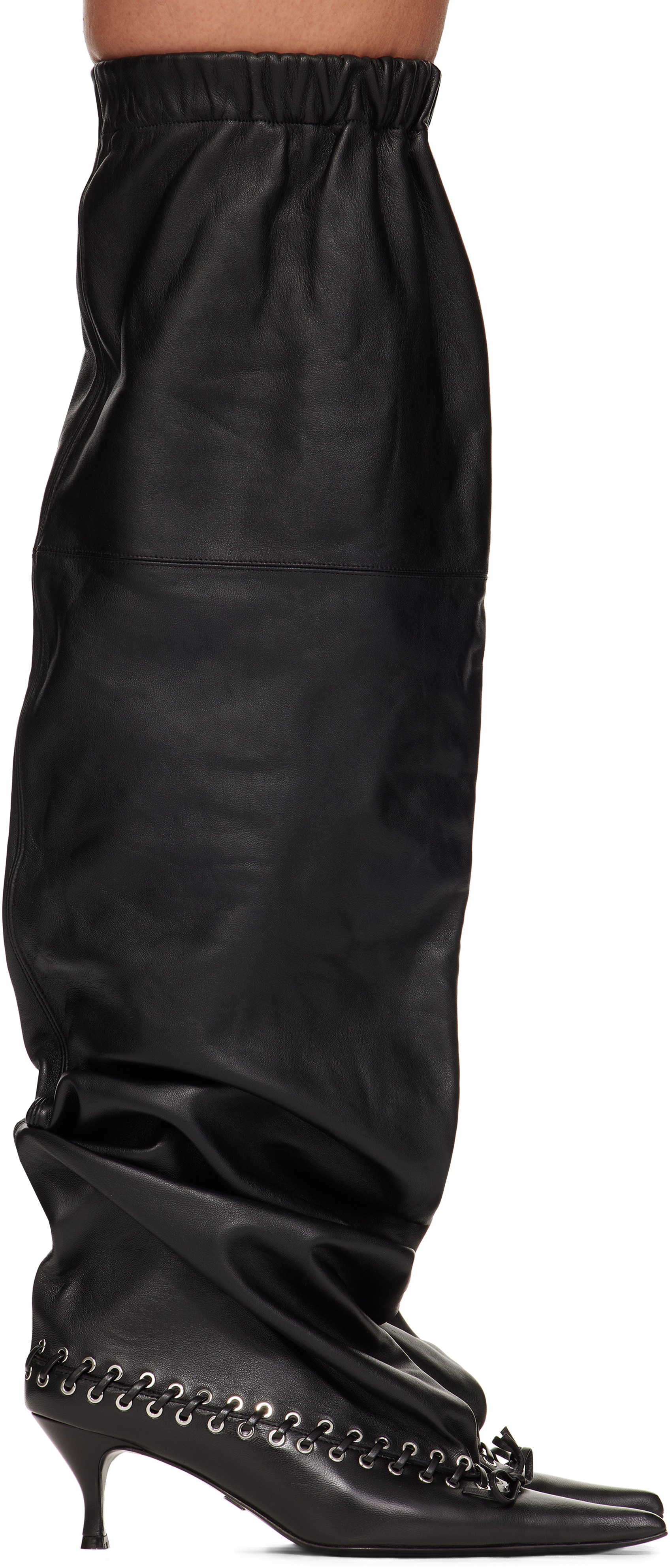 Tall black thigh high boots on sale