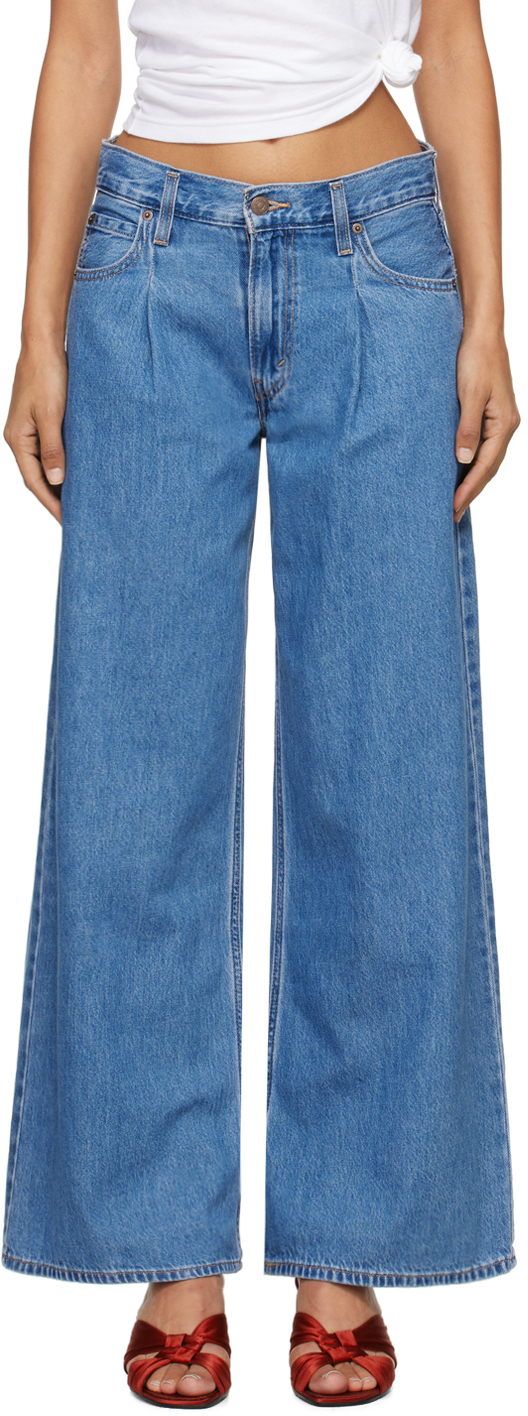 Shop Levi's Blue Baggy Dad Wide Leg Jeans In Cause And Effect