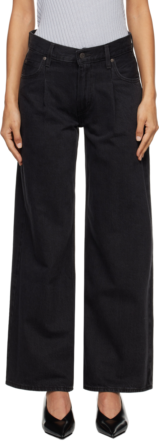 Shop Levi's Black Baggy Dad Wide Leg Jeans In Capturing Moments