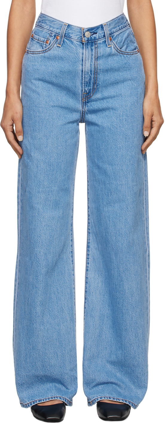 Shop Levi's Blue Ribcage Wide Leg Jeans In Splash Zone