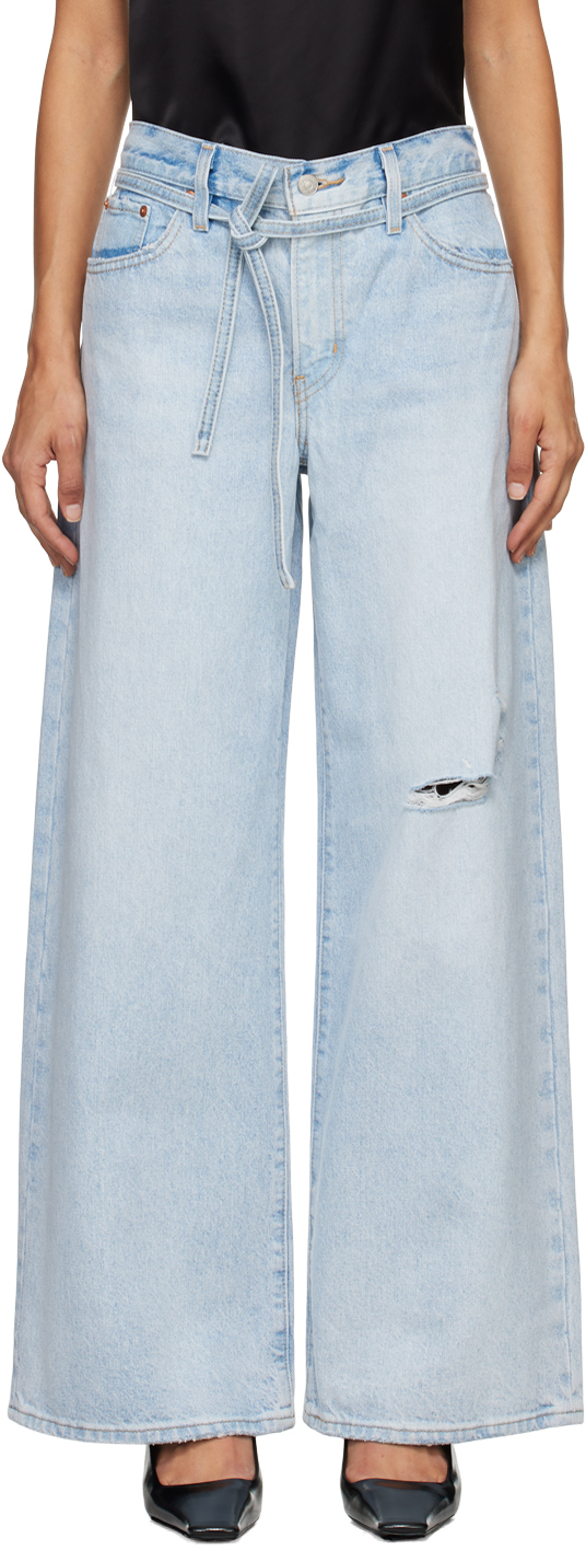 パンツ LEVI'S Xl straight lightweight Blu Xl Baggy Straight Seamed Women's Jeans - Medium Wash