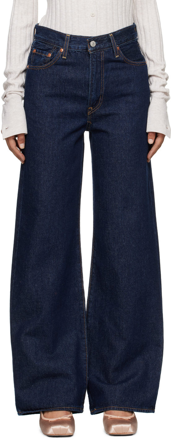 Shop Levi's Indigo Ribcage Wide Leg Jeans In Shaded View