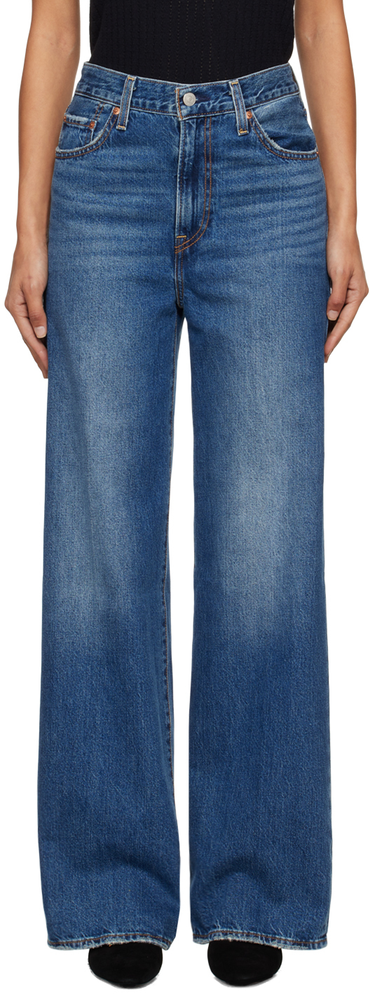 Shop Levi's Blue Ribcage Wide Leg Jeans In Polar Perimiter