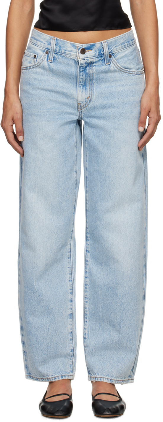 Shop Levi's Blue Baggy Dad Jeans In Fan Flare