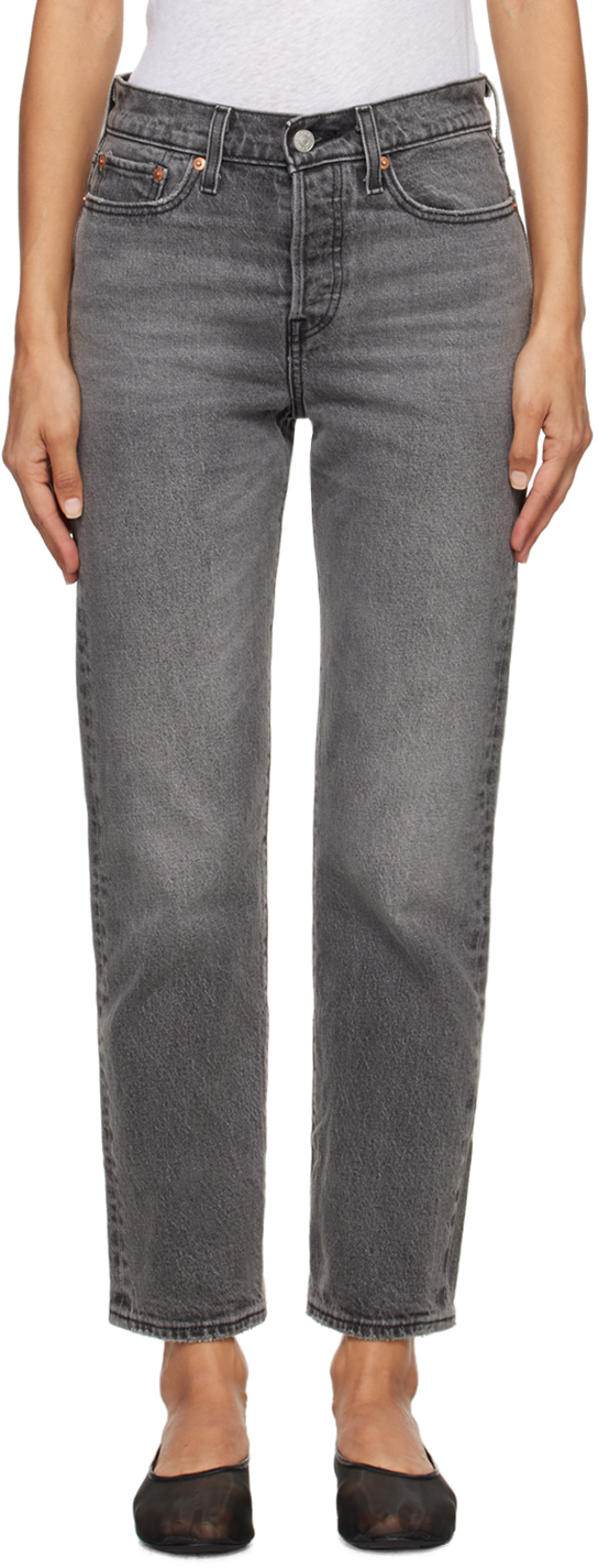 Shop Levi's Gray Wedgie Straight Fit Jeans In Well Worn