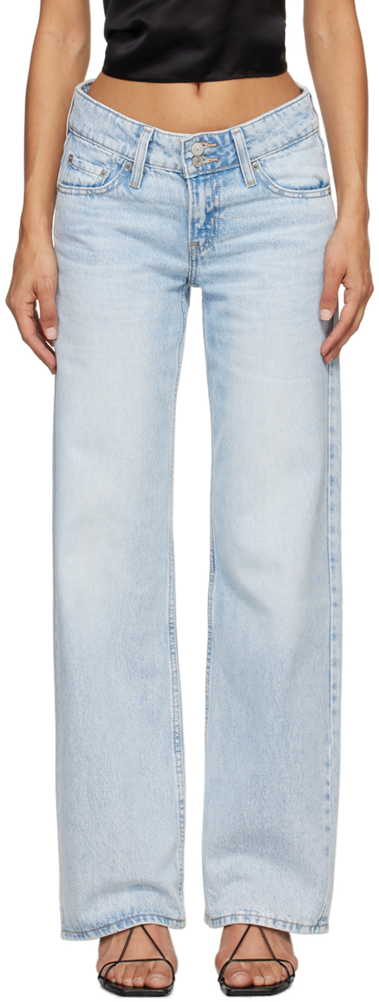 Shop Levi's Blue Superlow Jeans In Abraided Art