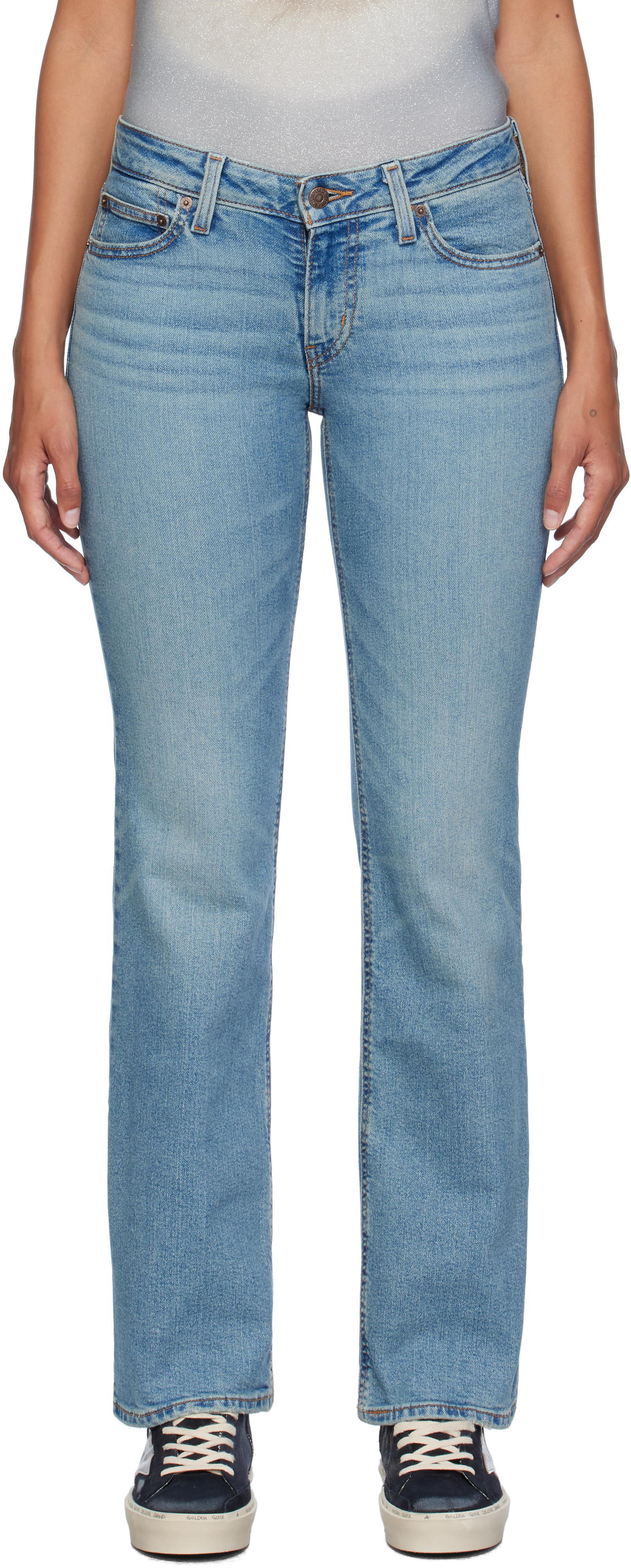 Shop Levi's Blue Superlow Bootcut Jeans In Hydrologic