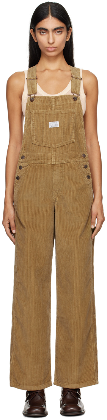 Shop Levi's Brown Baggy Overalls In Ermine