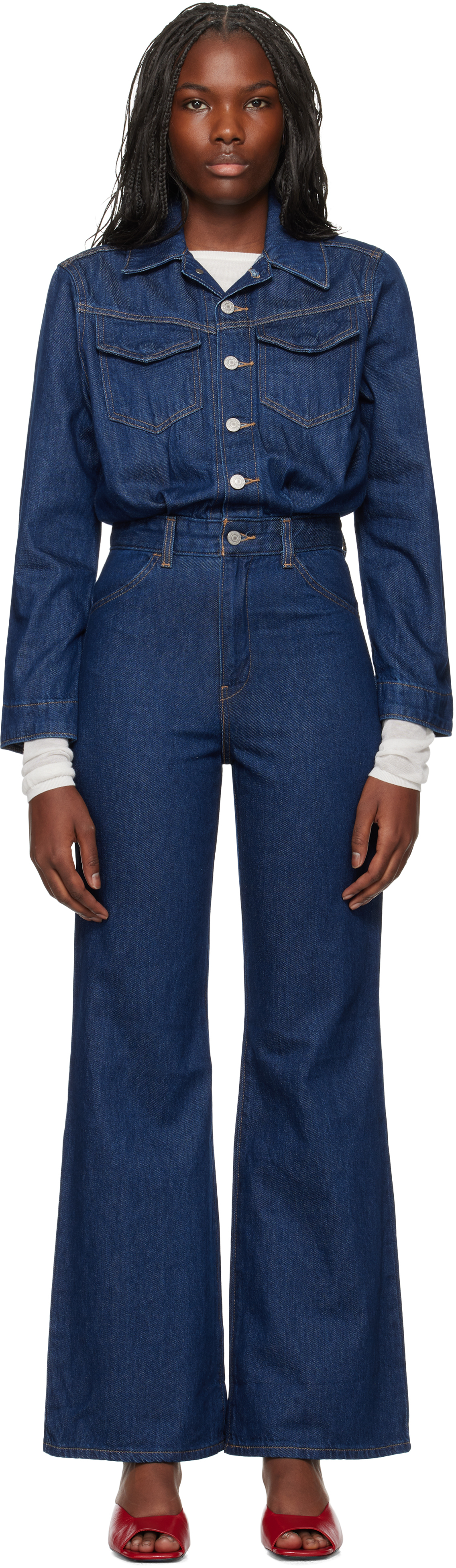 Shop Levi's Blue Western Denim Jumpsuit In Let's Get Lost Again