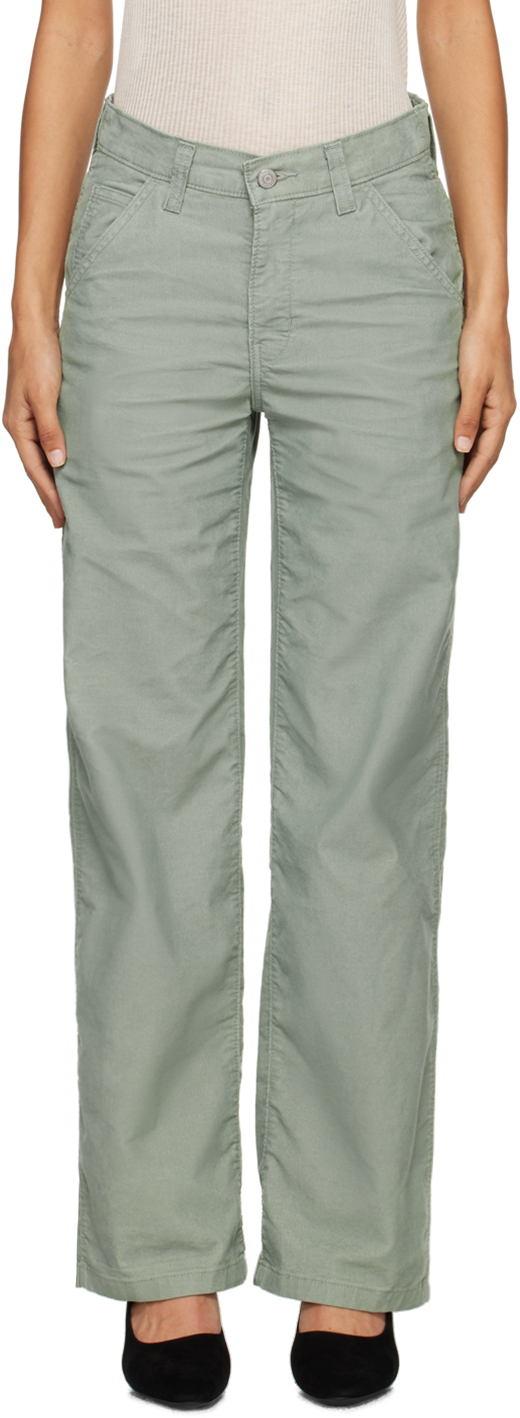 LEVI'S GREEN BAGGY CARPENTER LIGHTWEIGHT TROUSERS 