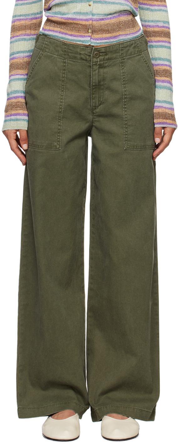 Shop Levi's Khaki Surplus Straight Trousers In Olive Night Pigment